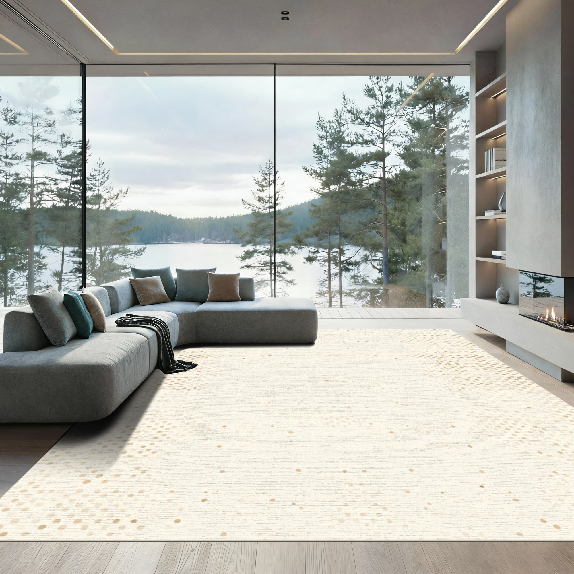Subtle Gold Speckled Gradient Rug