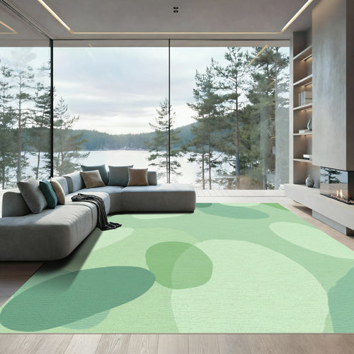 Abstract Organic Shapes Pastel Green Rug