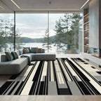 Monochrome Vertical Geometric Stripe Rug