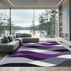 Purple Gray Black Wave Landscape Rug
