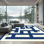 Bold Navy Geometric Maze Rug