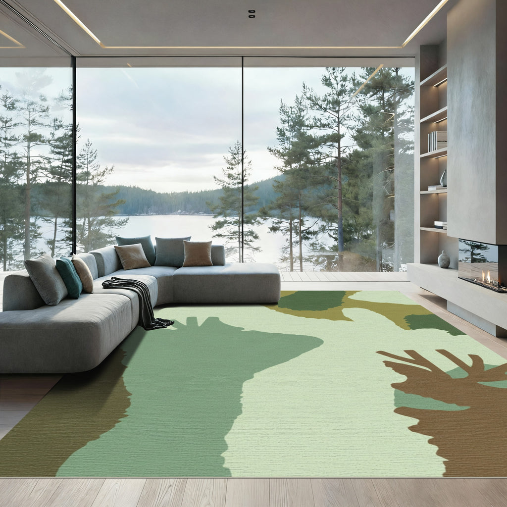 Earthy Camouflage Abstract Organic Shapes Rug