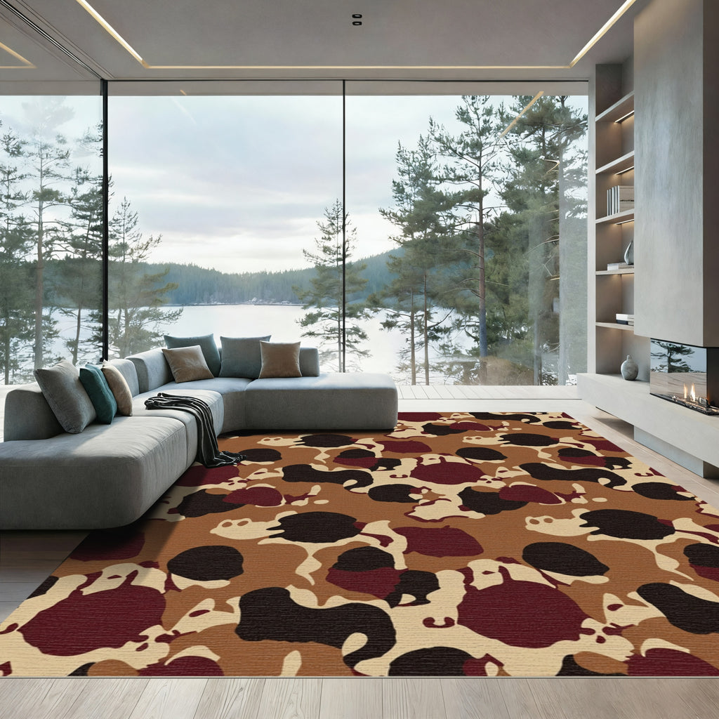 Earthy Camouflage Spot Abstract Rug