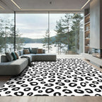 Classic Black White Leopard Spots Rug