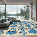 Abstract Blue Cloud Burst Rug