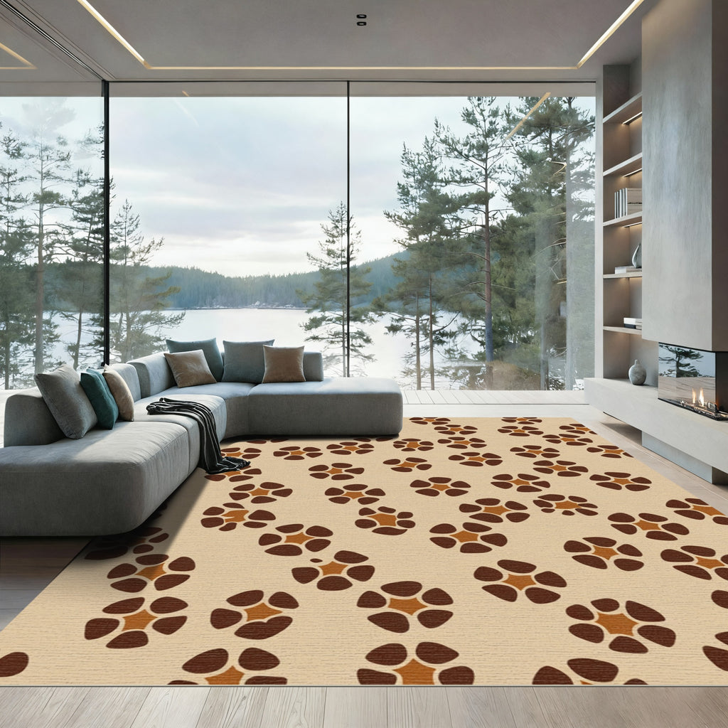 Earthy Brown Petal Burst Scatter Rug