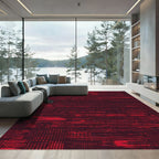 Crimson Abstract Distressed Stripe Rug