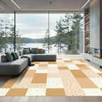 Nude Terracotta Squares Speckled Pattern Rug