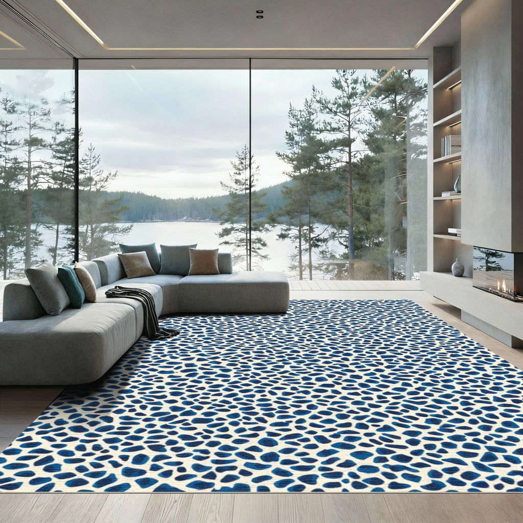 Indigo Pebble Mosaic Texture Rug