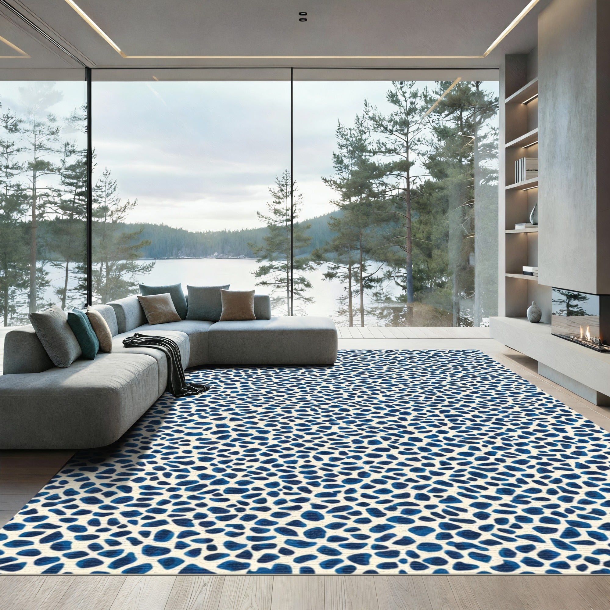 Indigo Pebble Mosaic Texture Rug
