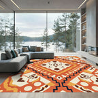 Geometric Amber Tribal Diamond Rug