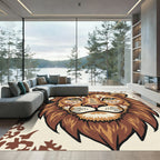 Majestic Lion Face Earth Tones Rug