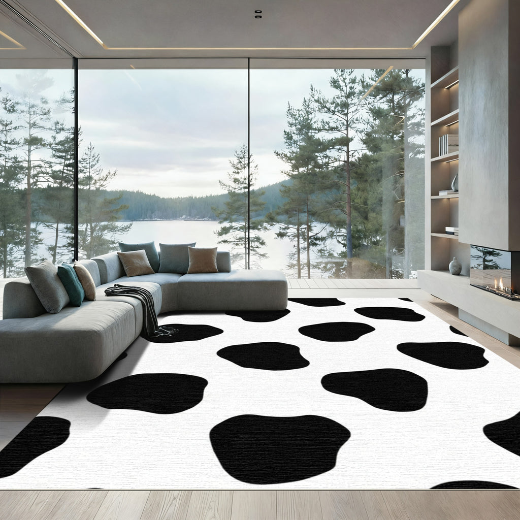 Black White Spotty Blob Rug