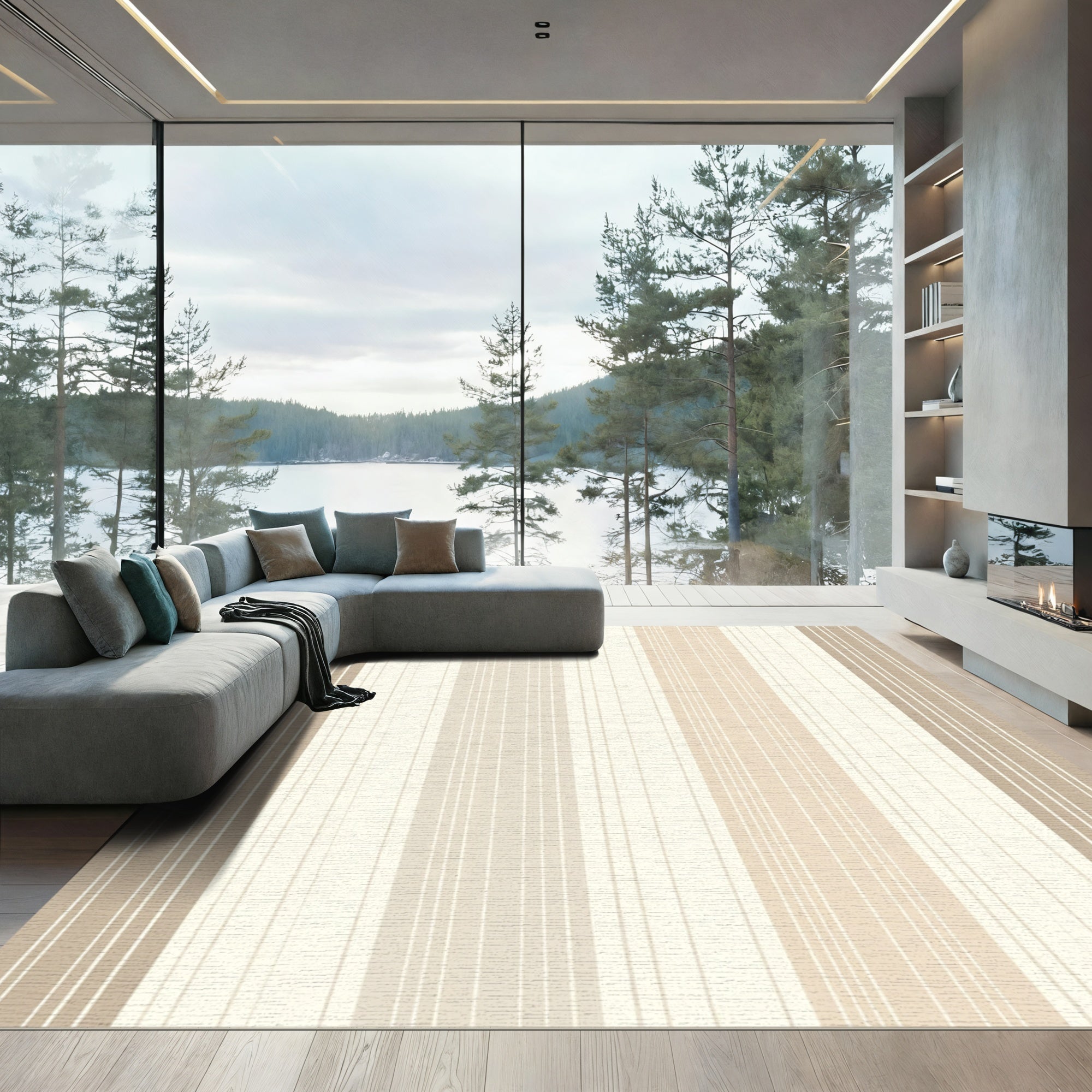 Earthy Tone Vertical Stripe Collection Rug