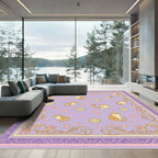 Whimsical Cats Floral Lavender Border Rug