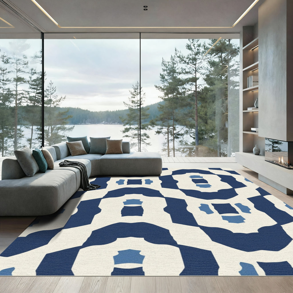 Navajo Blue Geometric Arch Rug