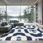 Navajo Blue Geometric Arch Rug
