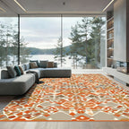 Earth Orange Geometric Diamond Rug