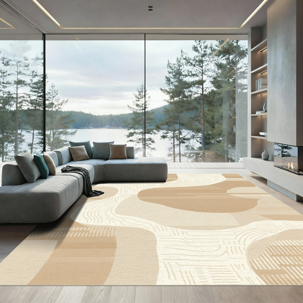Abstract Cream Terra Organic Lines Rug