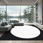 Monochromatic White Circle Abstract Rug