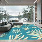 Oceanic Teal Fan Coral Rug
