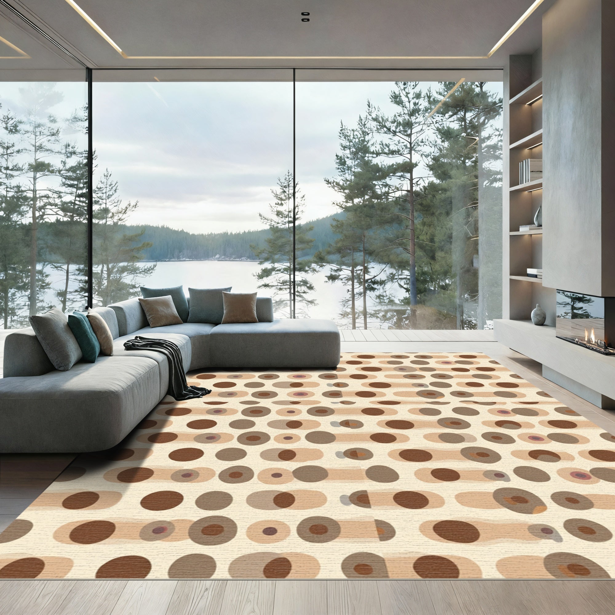 Warm Earth Tone Dot Cluster Rug
