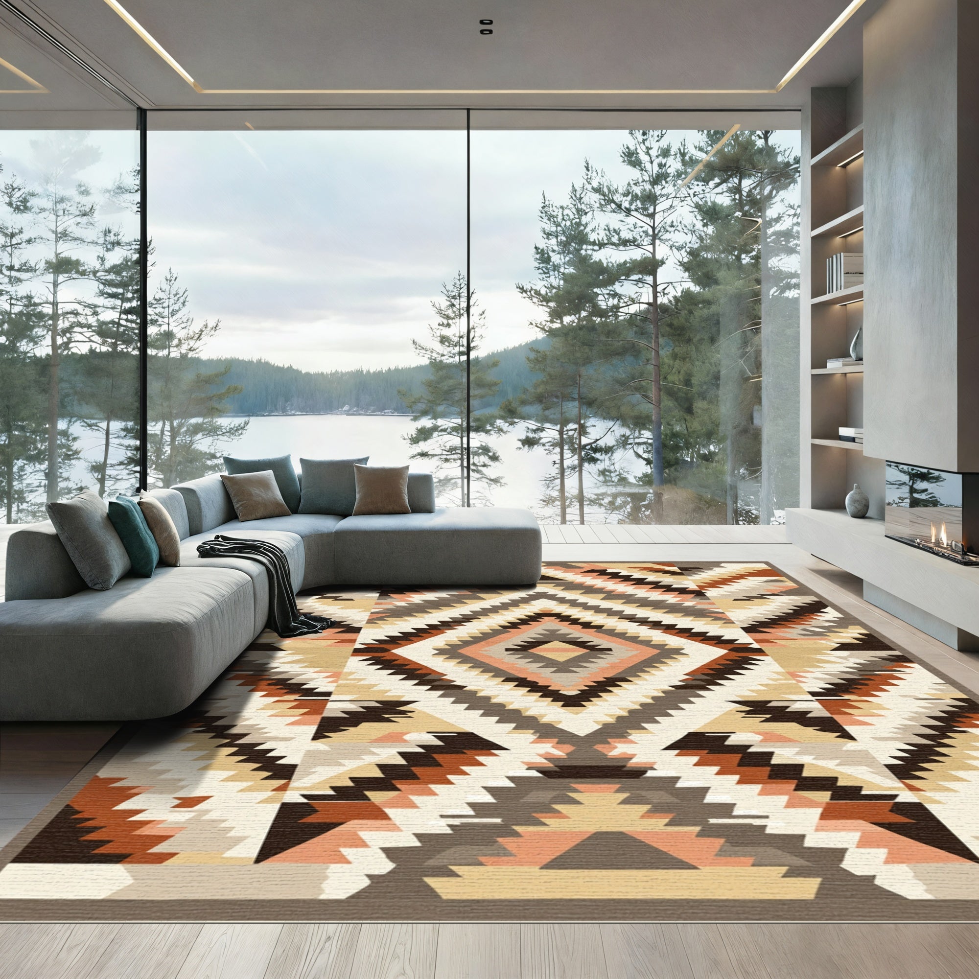 Earthy Geometric Southwest Diamond Rug