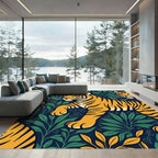 Bold Tiger Jungle Leaf Collection Rug