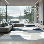 Oceanic Waves Abstract Navy Rug