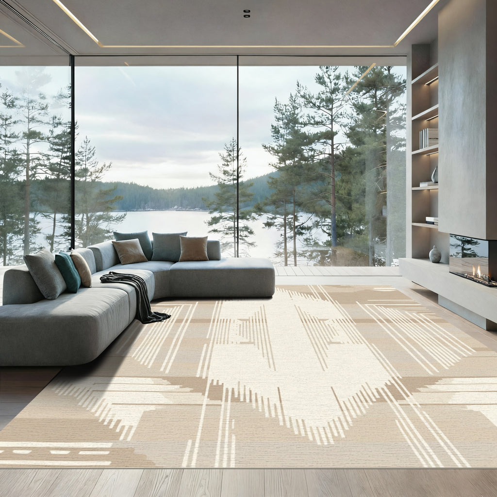 Neutral Gradient Geometric Stripe Rug
