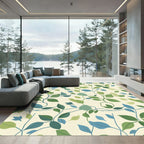 Verdant Green Blue Leafy Vine Rug