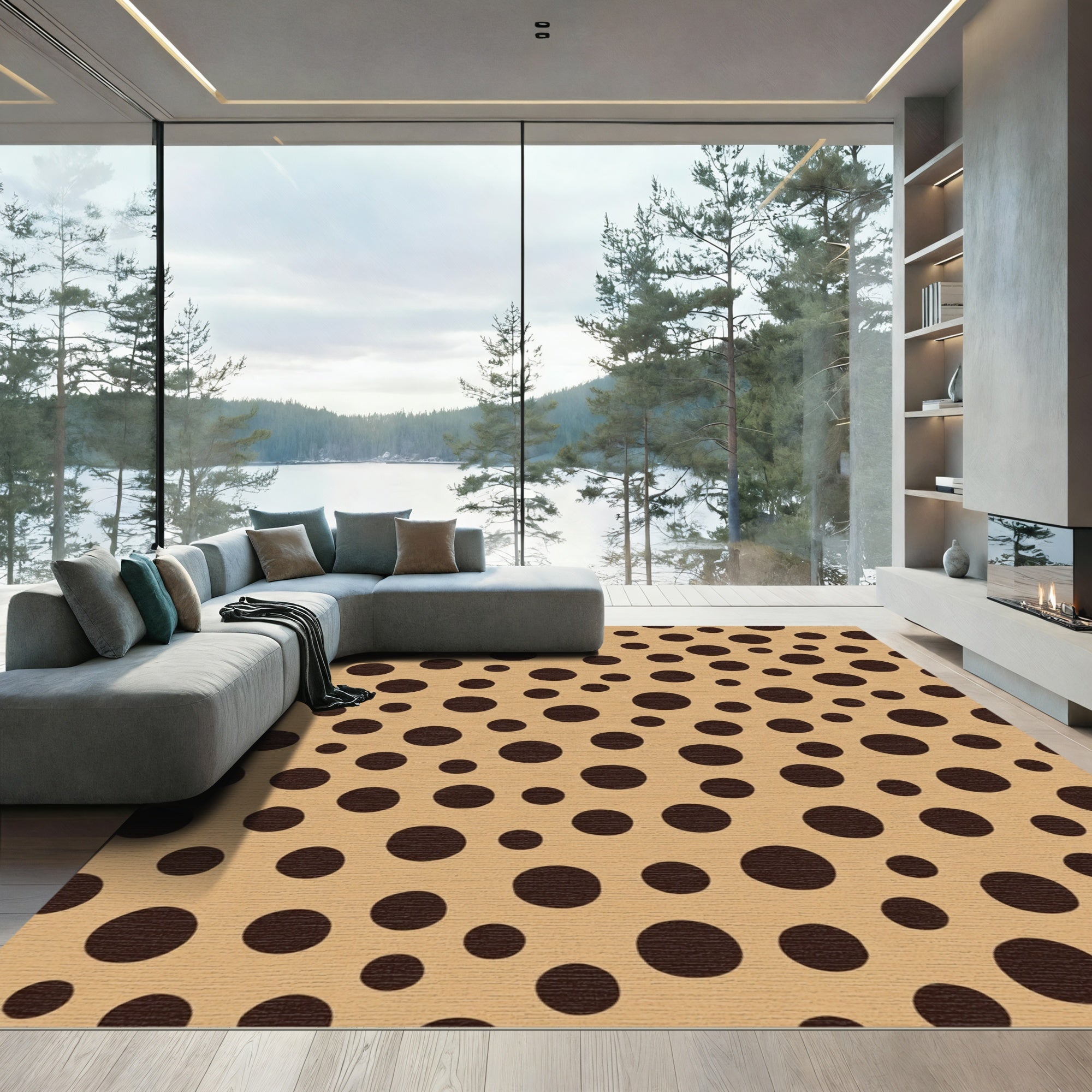 Caramel Brown Polka Dot Scatter Rug