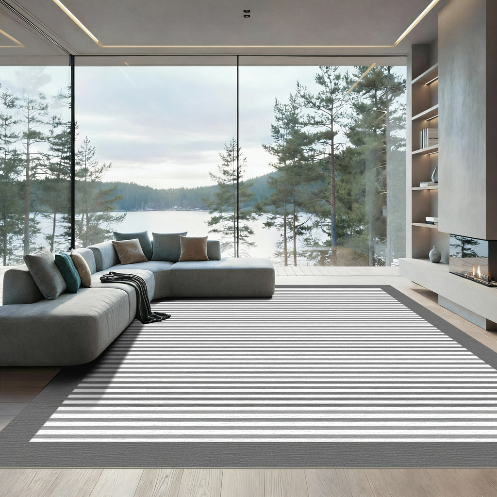 Neutral Gradient Thin Stripe Rug