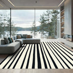 Ink Cream Tall Vertical Lines Rug