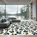 Chic Blue Leopard Spots Ragdoll Rug