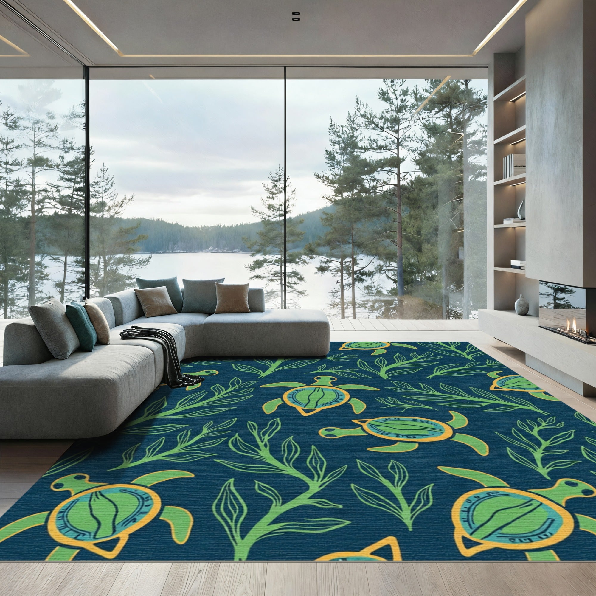 Sea Turtle Kelp Forest Rug