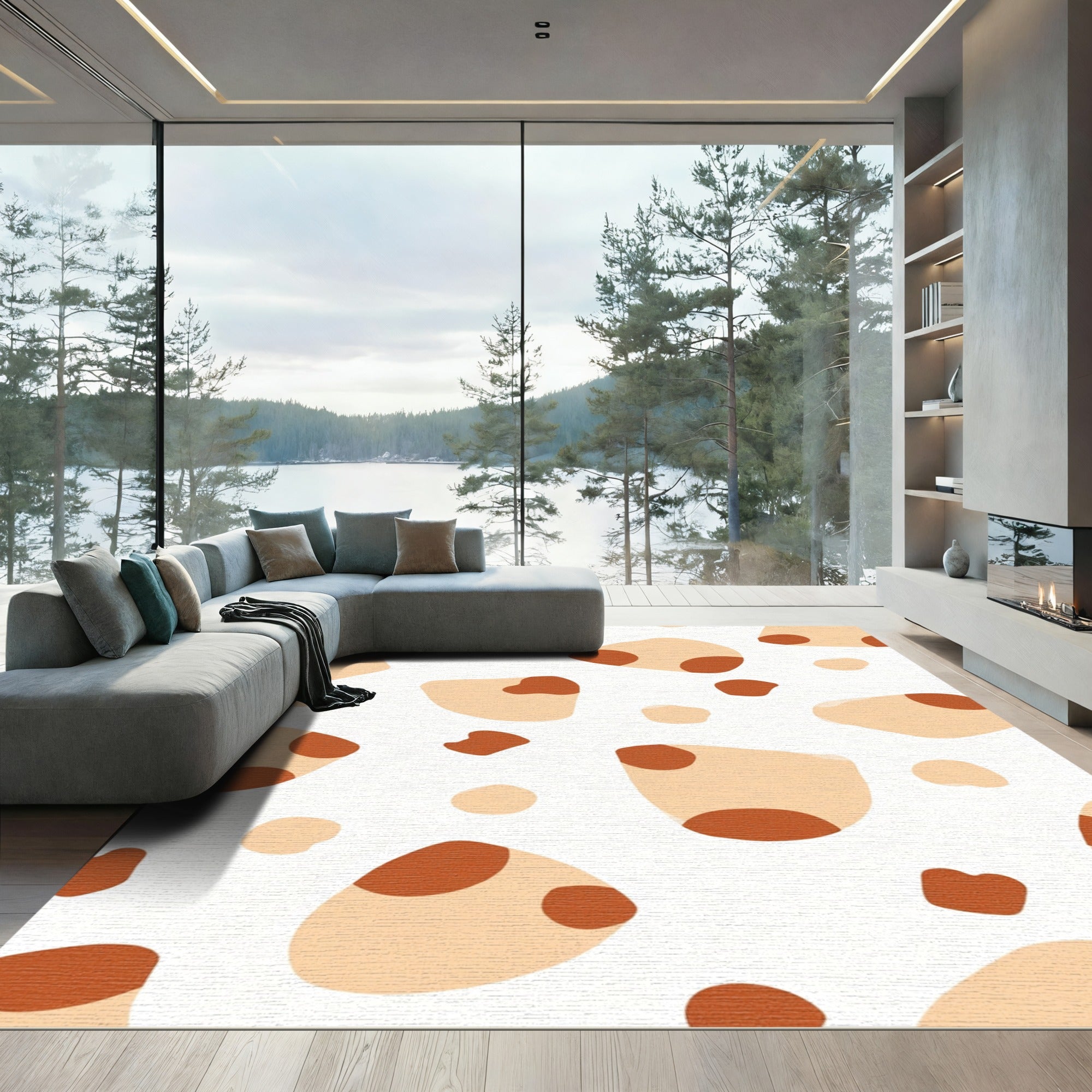 Terra Cotta Blob Organic Shapes Rug