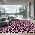 Pink Black Leopard Spot Rug
