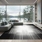 Monochromatic Geometric Grid Lines Rug