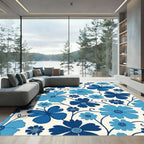 Midnight Blue Floral Butterfly Collage Rug