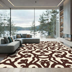 Cream Brown Skull Vine Medallion Rug