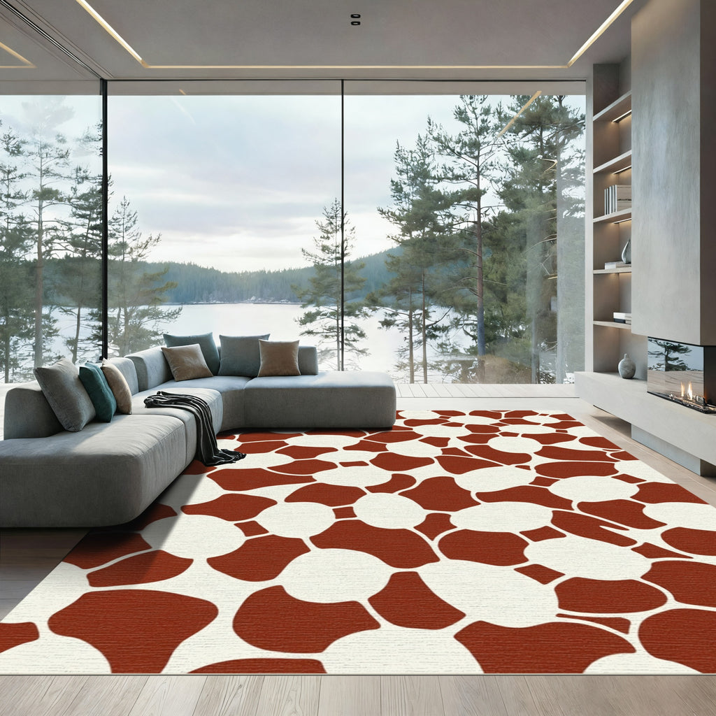 Brown White Animal Print Spots Rug