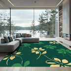 Deep Emerald Green Floral Swirl Rug