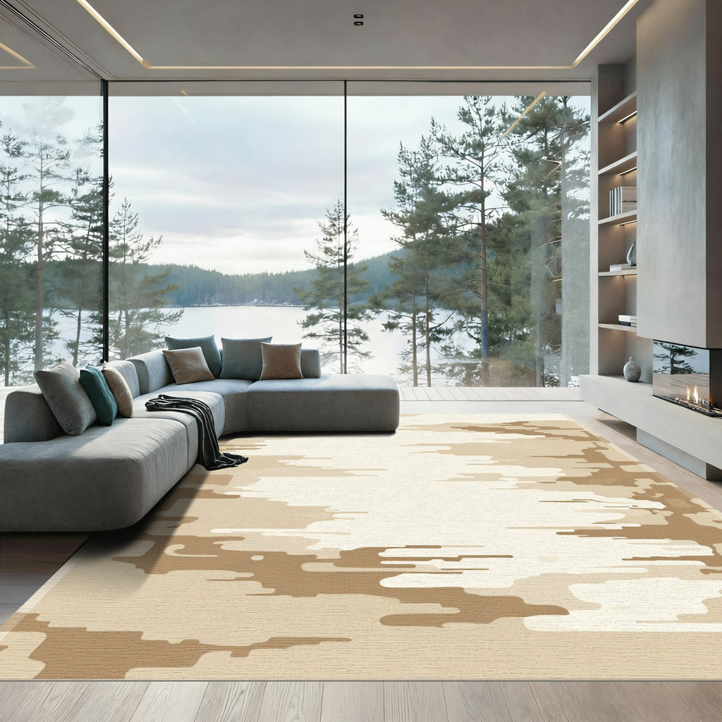 Sandy Beige Abstract Horizon Rug
