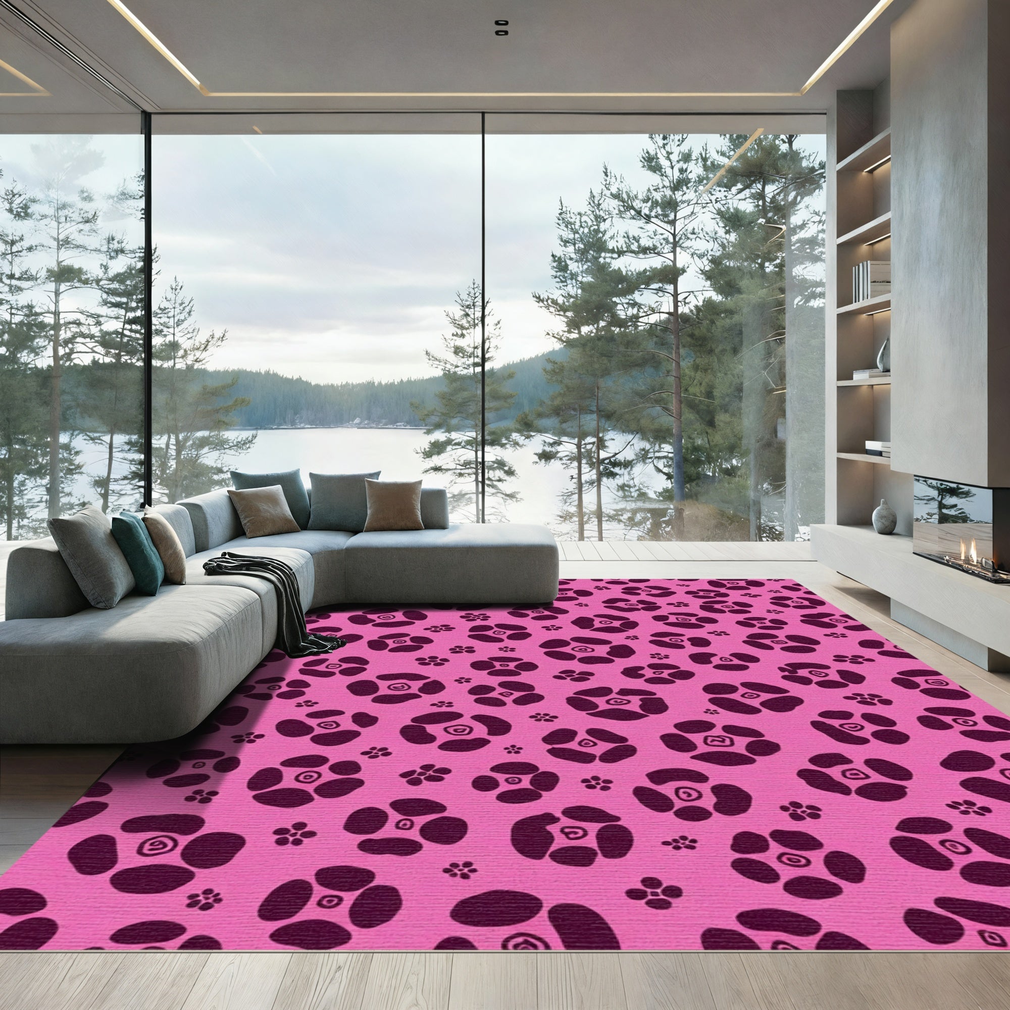 Pink And Plum Floral Bloom Collage Rug