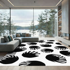 Bold Black Petal Scatter Rug
