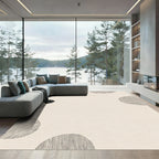 Minimalist Beige Abstract Circles Rug