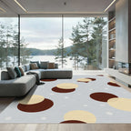 Crimson Beige Polka Dot Scatter Rug