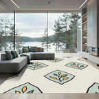 Mint Green Leaf Diamond Repeat Rug