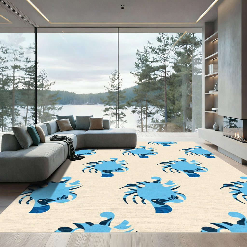 Vivid Blue Abstract Creature Repeat Rug
